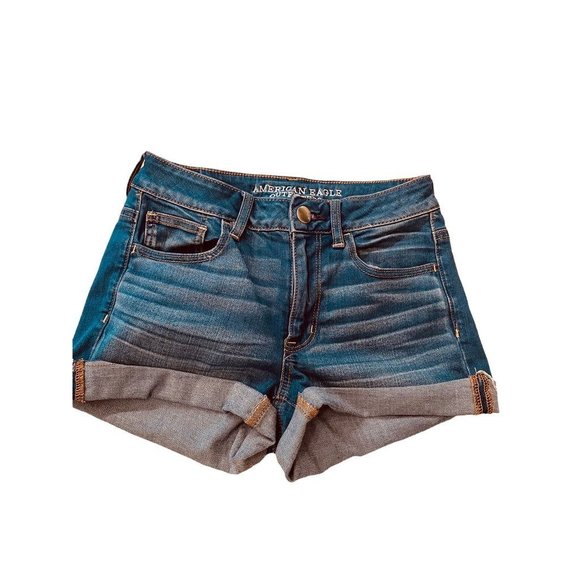 American Eagle Pants - 4 American Eagle Outfitters Women's Super Stretch Jean Shorts Cuffed 2" Inseam